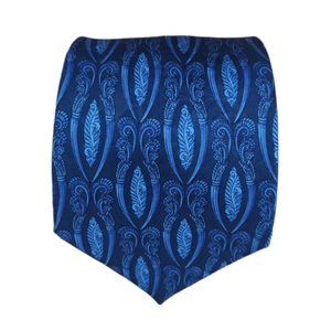 LANVIN Blue Paisley Silk Tie FRANCE 59"/ 3.7" EC
